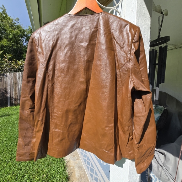 Cote Femme Tan Leather Zip Jacket 14 - Picture 6 of 11